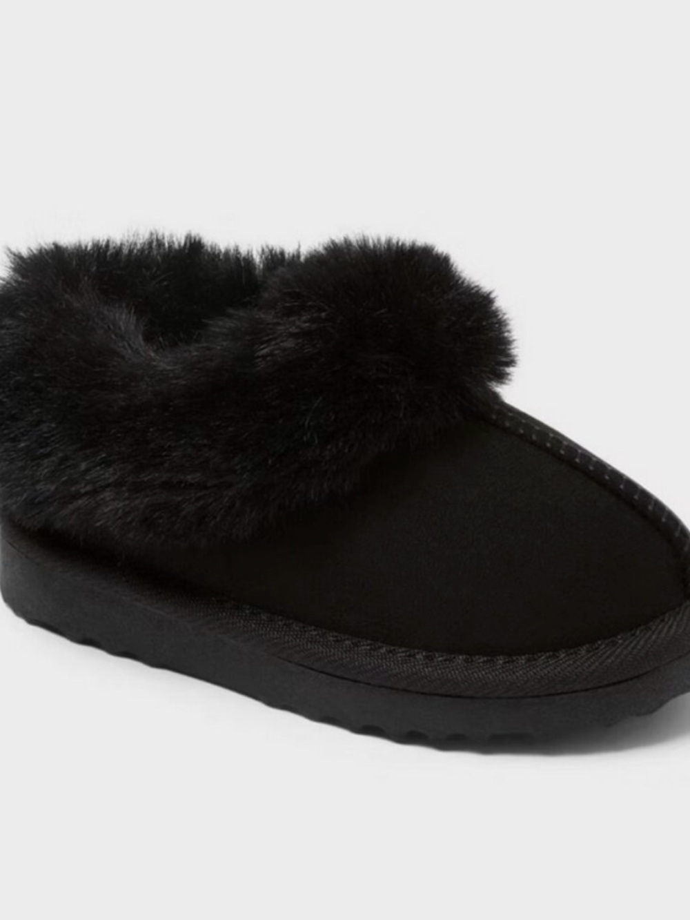 Toddler Piper Faux Fur Cuff Scuff Slippers - Cat & Jack™ Black 8